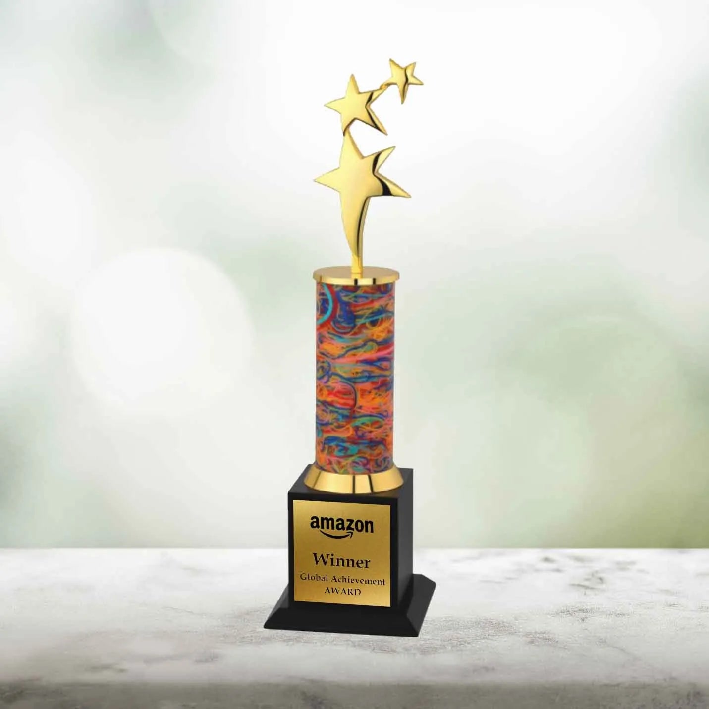 Golden 3-Star Metal Trophies
